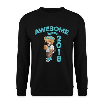 2018 Geburtstag Teddy Bär Awesome since - Unisex Pullover - Schwarz - Vorne - Alina (178cm) & Michal (187cm)