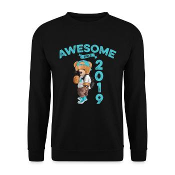 2019 Geburtstag Teddy Bär Awesome since - Unisex Pullover - Schwarz - Vorne - Alina (178cm) & Michal (187cm)
