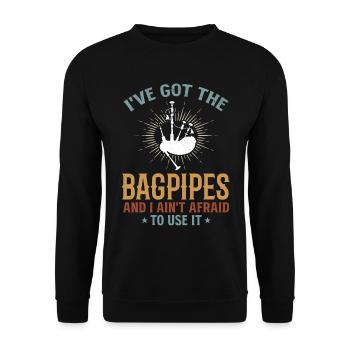 Bagpiper - I've Got The Bagpipes And I Ain't Afrai - Unisex Pullover - Schwarz - Vorne - Alina (178cm) & Michal (187cm)
