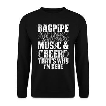 Musique de cornemuse et bière C’est pourquoi je suis ici - Bagpipe - Sweat-shirt Unisexe - noir - Devant - Alina (178cm) & Michal (187cm)