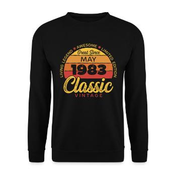 Rétro 40 ans mai 1983 anniversaire vintage bday - Sweat-shirt Unisexe - noir - Devant - Alina (178cm) & Michal (187cm)