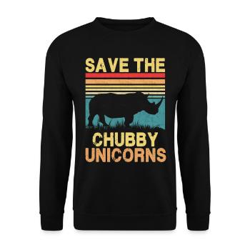 Save The Chubby Unicorns - Unisex Sweatshirt - black - Front - Alina (178cm) & Michal (187cm)