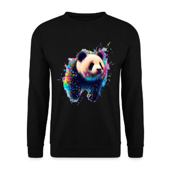 Color explosion Panda Bear - Unisex Sweatshirt - black - Front - Alina (178cm) & Michal (187cm)