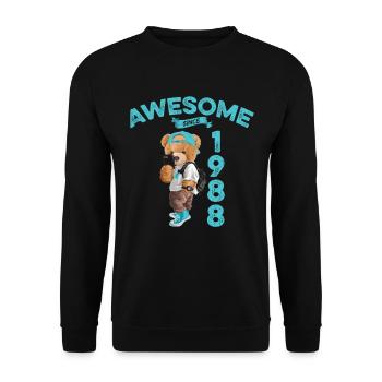 1988 Birthday Teddy Bear Awesome since - Unisex Sweatshirt - black - Front - Alina (178cm) & Michal (187cm)