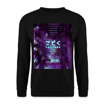 Aesthetic Tokyo Japan Motiv Eboy Einsamkeit - Unisex Pullover - Schwarz - Vorne - Alina (178cm) & Michal (187cm)
