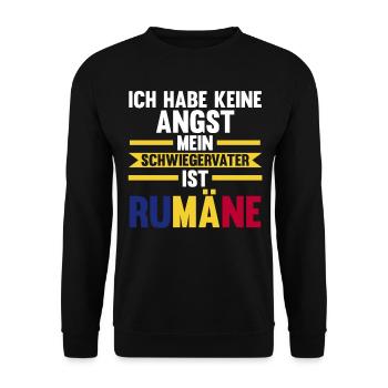 Ich habe keine Angst mein Schwiegervater ist Rumän - Unisex Pullover - Schwarz - Vorne - Alina (178cm) & Michal (187cm)