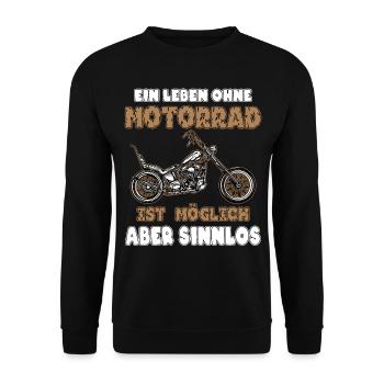 Leben ohne Motorrad ist möglich - Unisex Pullover - Schwarz - Vorne - Alina (178cm) & Michal (187cm)