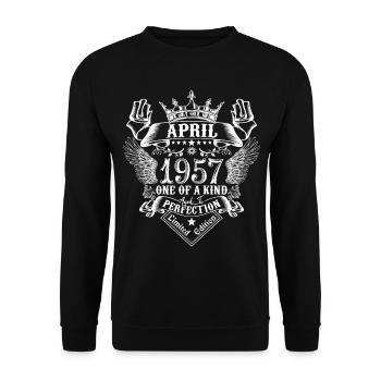 Avril 1957 anniversaire Avril 1957 Avril - Sweat-shirt Unisexe - noir - Devant - Alina (178cm) & Michal (187cm)