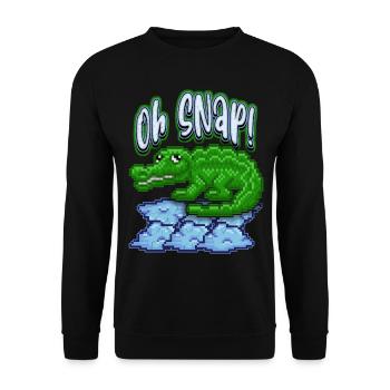Krokodil-Crocodile, lustiger Spruch, Pun, Pixelart - Unisex Pullover - Schwarz - Vorne - Alina (178cm) & Michal (187cm)