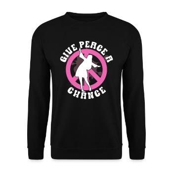 Hippie Peace Zeichen Frieden Blumen Blumenkind - Unisex Pullover - Schwarz - Vorne - Alina (178cm) & Michal (187cm)