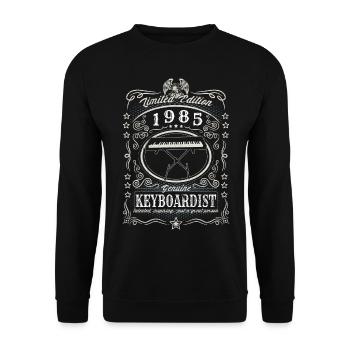 Vintage 1985 Keyboardist Birthday Gift Hobby - Unisex Sweatshirt - black - Front - Alina (178cm) & Michal (187cm)