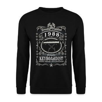 Vintage 1988 Keyboardist Geburtstag Geschenk Hobby - Unisex Pullover - Schwarz - Vorne - Alina (178cm) & Michal (187cm)