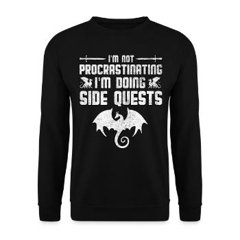 I'm Not Procastinating I'm Doing Side Rpg Gamer - Unisex Sweatshirt - black - Front - Alina (178cm) & Michal (187cm)