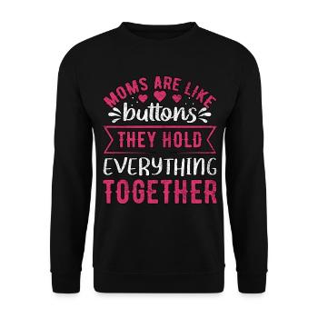 Mütter sind wie Knöpfe, die sie am Muttertag halten - Unisex Pullover - Schwarz - Vorne - Alina (178cm) & Michal (187cm)