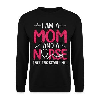 Ich bin eine Mutter und eine Krankenschwester Muttertagskrankenpflegeschule - Unisex Pullover - Schwarz - Vorne - Alina (178cm) & Michal (187cm)
