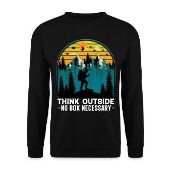 Think Outside No Box Hiking Nature Camping - Unisex Sweatshirt - black - Front - Alina (178cm) & Michal (187cm)