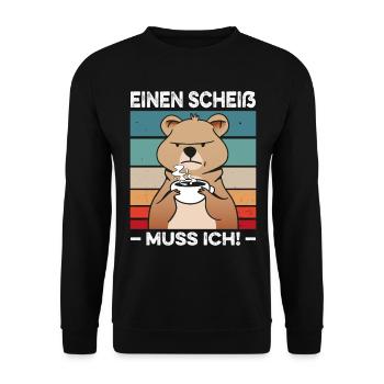 Einen Scheiß muss ich Spruch Quokka Beuteltier - Unisex Pullover - Schwarz - Vorne - Alina (178cm) & Michal (187cm)
