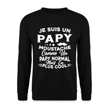Un Papy Moustache Comme Un Papy Normal - Sweat-shirt Unisexe - noir - Devant - Alina (178cm) & Michal (187cm)