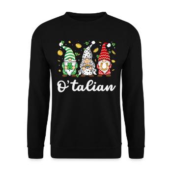 O'talian St. Patrick Italian Pride Italy Flag - Unisex Sweatshirt - black - Front - Alina (178cm) & Michal (187cm)