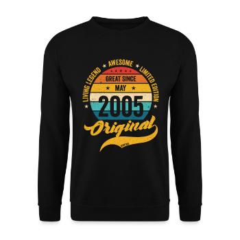 Retro 18 Years May 2005 Birthday Vintage Bday - Unisex Sweatshirt - black - Front - Alina (178cm) & Michal (187cm)