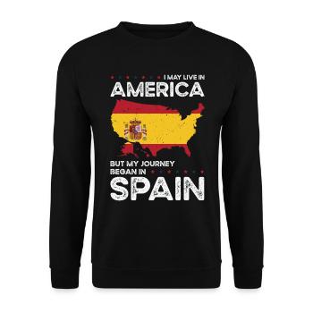 Geboren Spanisch Spanien Amerikanisch USA - Unisex Pullover - Schwarz - Vorne - Alina (178cm) & Michal (187cm)
