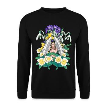 Fleurs printanières Ange Flore céleste Jardin - Sweat-shirt Unisexe - noir - Devant - Alina (178cm) & Michal (187cm)