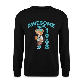 1968 Birthday Teddy Bear Awesome since - Unisex Sweatshirt - black - Front - Alina (178cm) & Michal (187cm)