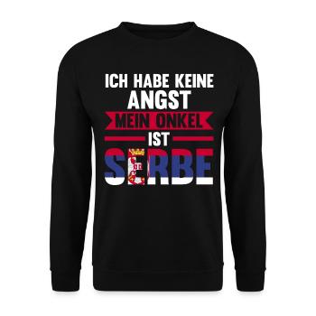 Ich habe keine Angst mein Onkel ist Serbe - Unisex Pullover - Schwarz - Vorne - Alina (178cm) & Michal (187cm)