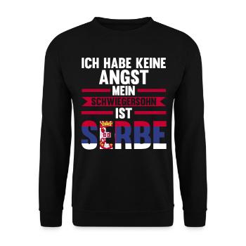Ich habe keine Angst mein Schwiegersohn ist Serbe - Unisex Pullover - Schwarz - Vorne - Alina (178cm) & Michal (187cm)