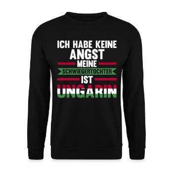 Ich habe keine Angst meine Schwiegertochter ist Un - Unisex Pullover - Schwarz - Vorne - Alina (178cm) & Michal (187cm)