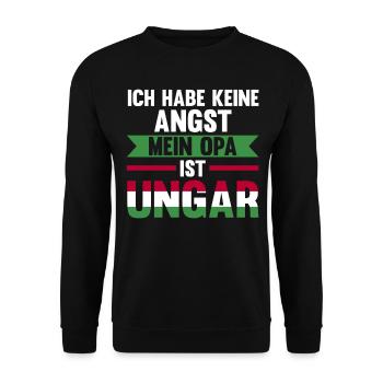 Ich habe keine Angst mein Opa ist Ungar - Unisex Pullover - Schwarz - Vorne - Alina (178cm) & Michal (187cm)