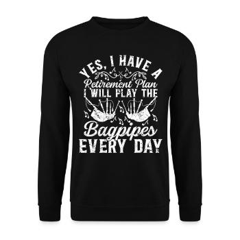 Plan de retraite Je jouerai de la cornemuse tous les jours - B - Sweat-shirt Unisexe - noir - Devant - Alina (178cm) & Michal (187cm)