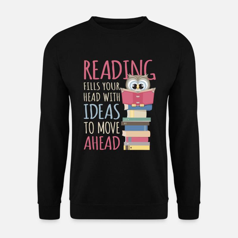 Bücherwurm Lesen Buch Leseratte Bücherei Eule - Unisex Pullover - Schwarz