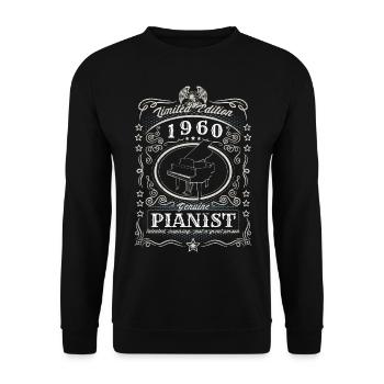 Vintage 1960 Pianist Geburtstag Geschenk Hobby - Unisex Pullover - Schwarz - Vorne - Alina (178cm) & Michal (187cm)