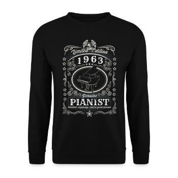 Vintage 1963 Pianist Geburtstag Geschenk Hobby - Unisex Pullover - Schwarz - Vorne - Alina (178cm) & Michal (187cm)