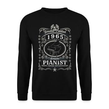 Vintage 1965 Pianist Geburtstag Geschenk Hobby - Unisex Pullover - Schwarz - Vorne - Alina (178cm) & Michal (187cm)