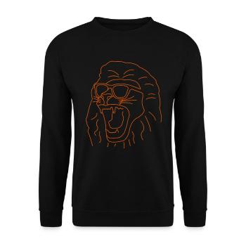 Löwe Partylöwe gezeichnet - Unisex Pullover - Schwarz - Vorne - Alina (178cm) & Michal (187cm)