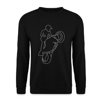 Motorradfahrer Motorrad Zeichnung - Unisex Pullover - Schwarz - Vorne - Alina (178cm) & Michal (187cm)