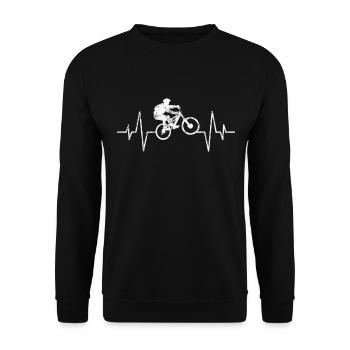 Fahrrad Radfahrer Herzschlag - Unisex Pullover - Schwarz - Vorne - Alina (178cm) & Michal (187cm)
