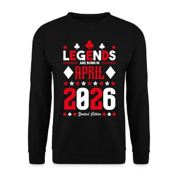 Geburtstagsgeschenk April 2026. Kartenspiele. - Unisex Pullover - Schwarz - Vorne - Alina (178cm) & Michal (187cm)