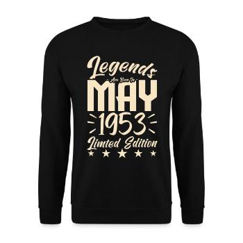 Geboren 1953 Geburtstagsgeschenk 1953. - Unisex Pullover - Schwarz - Vorne - Alina (178cm) & Michal (187cm)