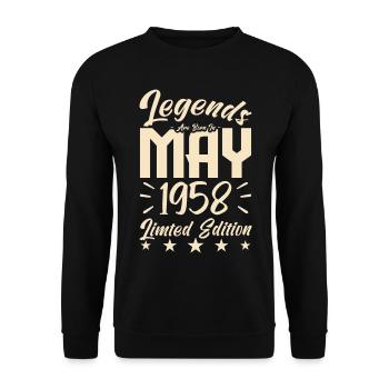 Naissance En mai 1958 Cadeau d'anniversaire 1958. - Sweat-shirt Unisexe - noir - Devant - Alina (178cm) & Michal (187cm)