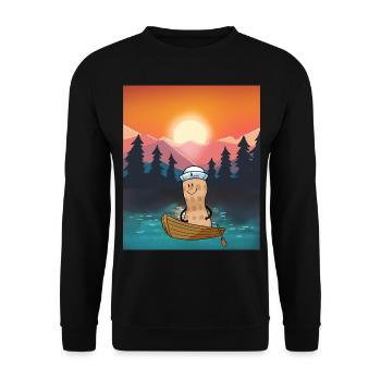 Peanut Leisure Holiday Recreation Nature Boat - Unisex Sweatshirt - black - Front - Alina (178cm) & Michal (187cm)