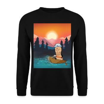 Peanut Leisure Fishing Rod Fishing Rod Fishing - Unisex Sweatshirt - black - Front - Alina (178cm) & Michal (187cm)