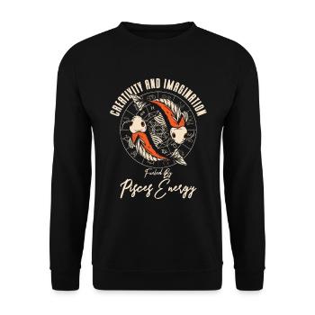 Fische Energie Kreativität Astrologie Imagination - Unisex Pullover - Schwarz - Vorne - Alina (178cm) & Michal (187cm)