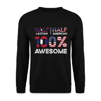 Geboren als Laotin Laos Amerikanerin USA - Unisex Pullover - Schwarz - Vorne - Alina (178cm) & Michal (187cm)