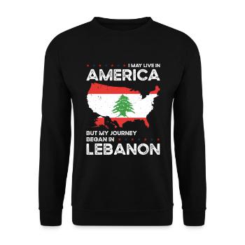 Geborener Libanese Libanon Amerikaner USA - Unisex Pullover - Schwarz - Vorne - Alina (178cm) & Michal (187cm)