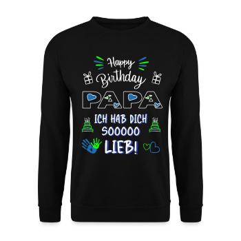 Papa Geburtstag – Ich hab dich lieb Papa - Unisex Pullover - Schwarz - Vorne - Alina (178cm) & Michal (187cm)