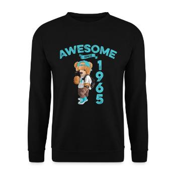 1965 Birthday Teddy Bear Awesome since - Unisex Sweatshirt - black - Front - Alina (178cm) & Michal (187cm)