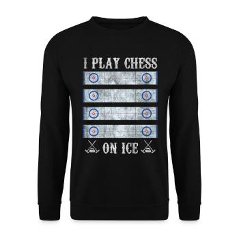 I play Chess on Ice Curling House - Unisex Sweatshirt - black - Front - Alina (178cm) & Michal (187cm)